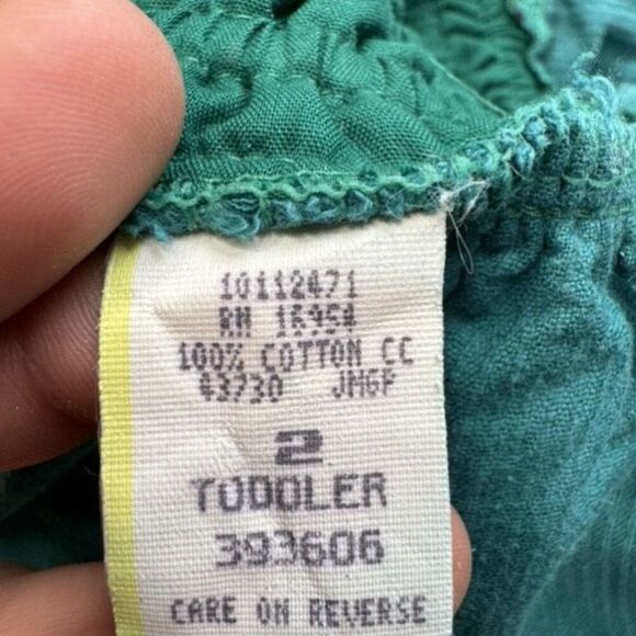 Vintage 80s Green & Red Corduroy Girls Dress Criss Cross Toddler Size 2 Cotton - Picture 5 of 7